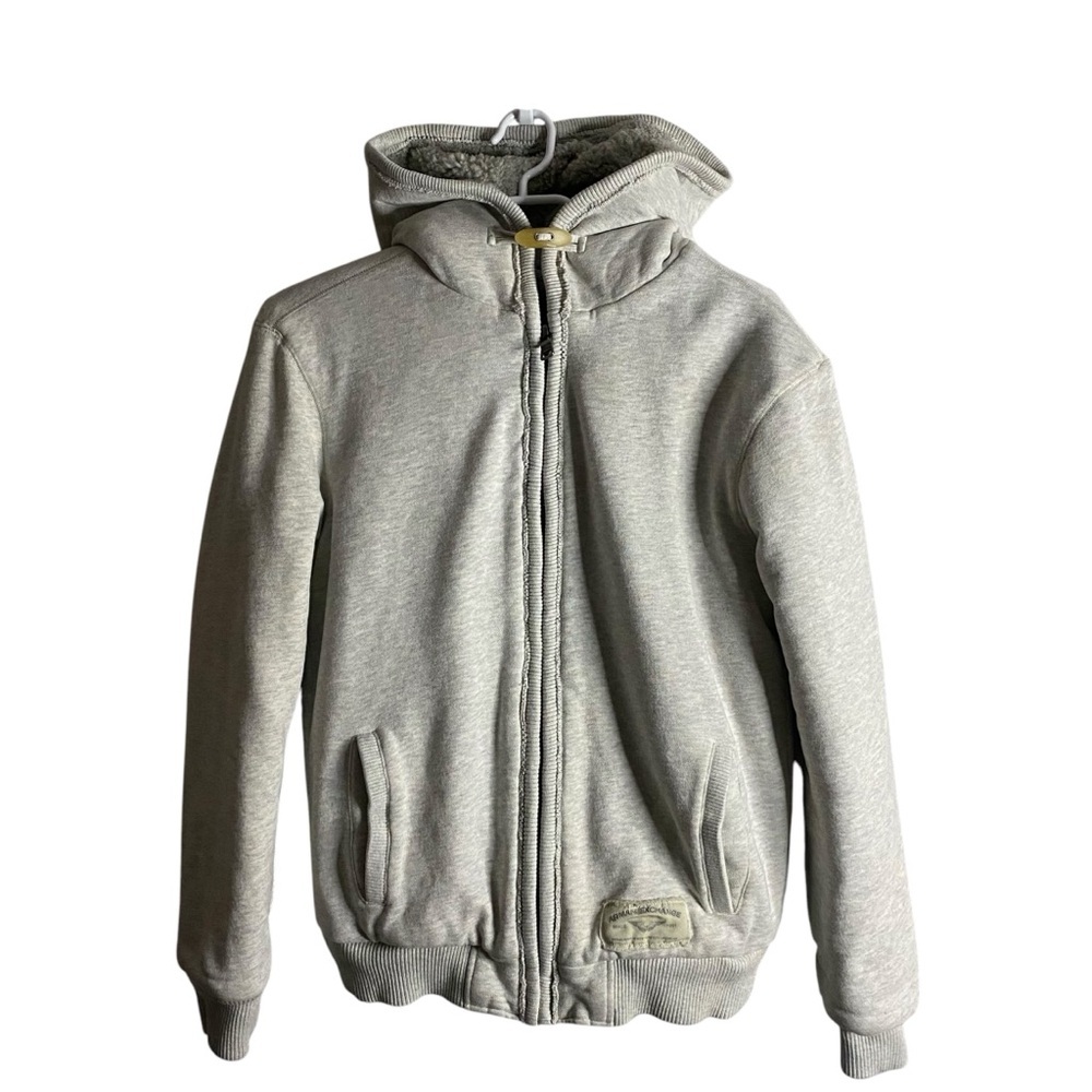 Armani Exchange Men's Gray Faux Fur Lined Full Zip Hooded Jacket